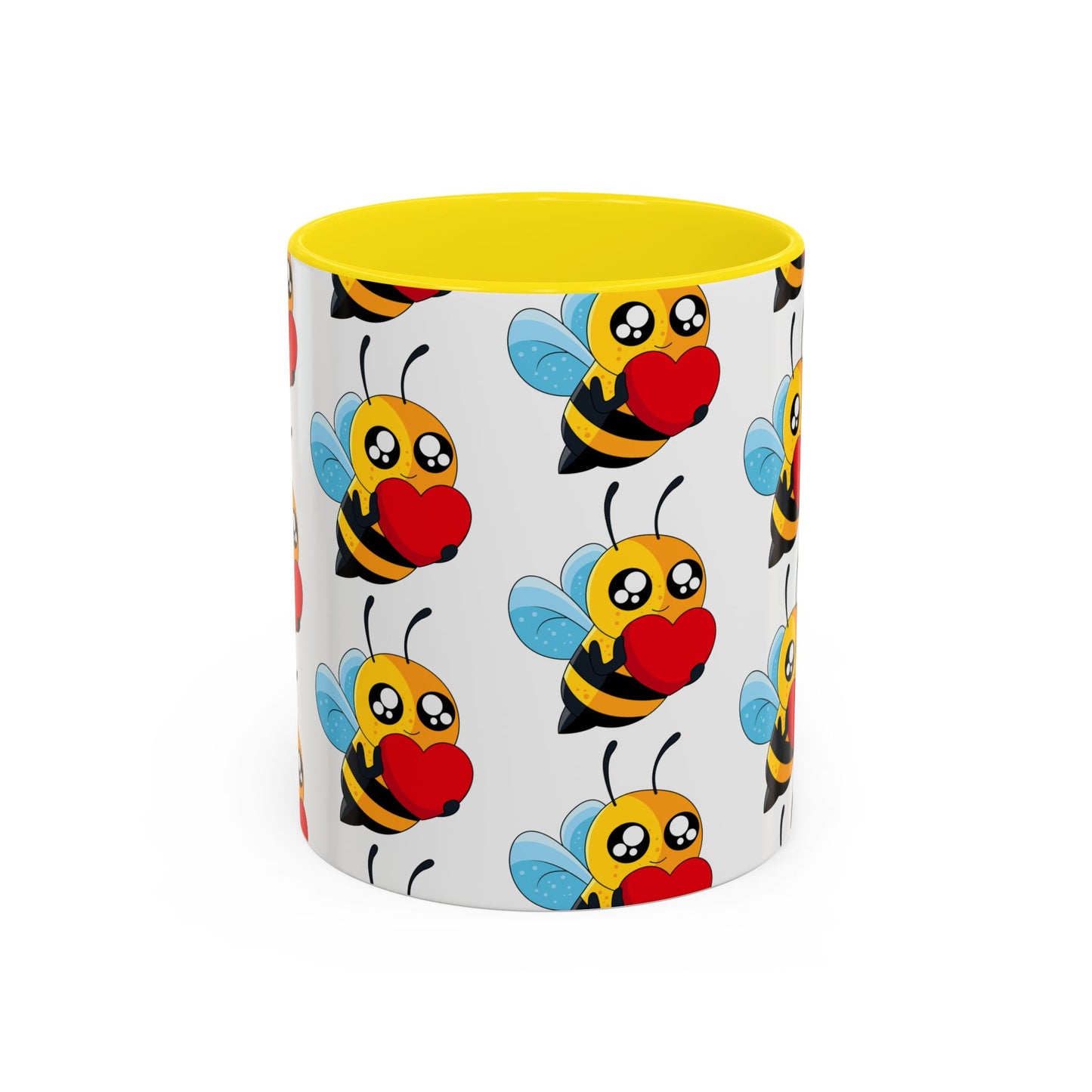 Cute Bee Love Accent Coffee Mug, Cute Floral Mug, Cheerful Bee Design