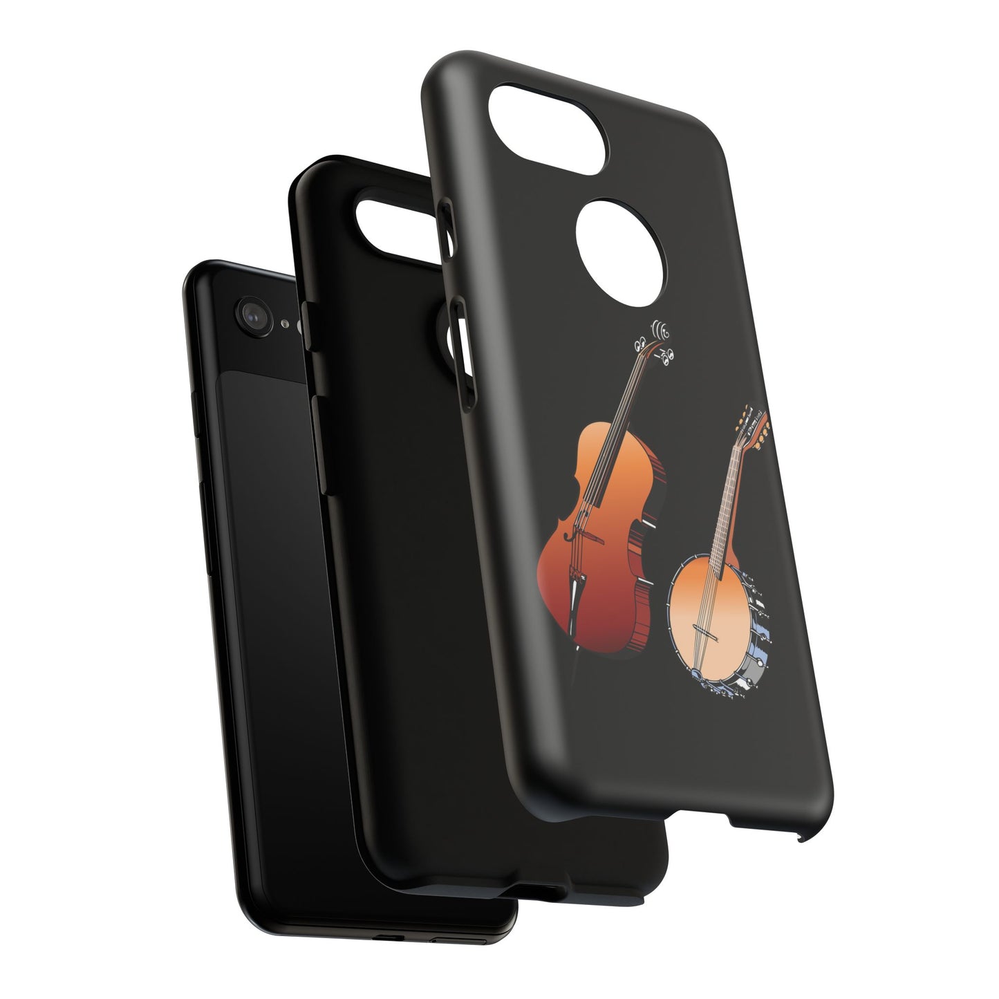 Musical Instrument Phone Case - Violin & Banjo Design, Music Lover Gift, Unique Phone Cover, Holiday Gift, Durable Tough Cases