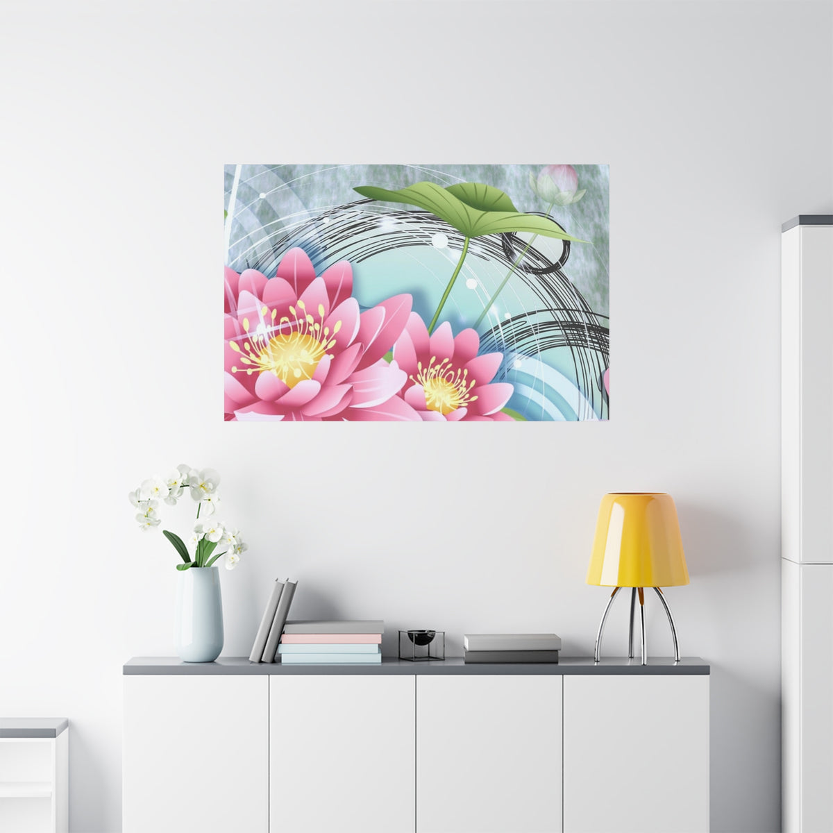 Lotus Blossom Matte Canvas Wall Art — Stretched 1.25" Decorative Print