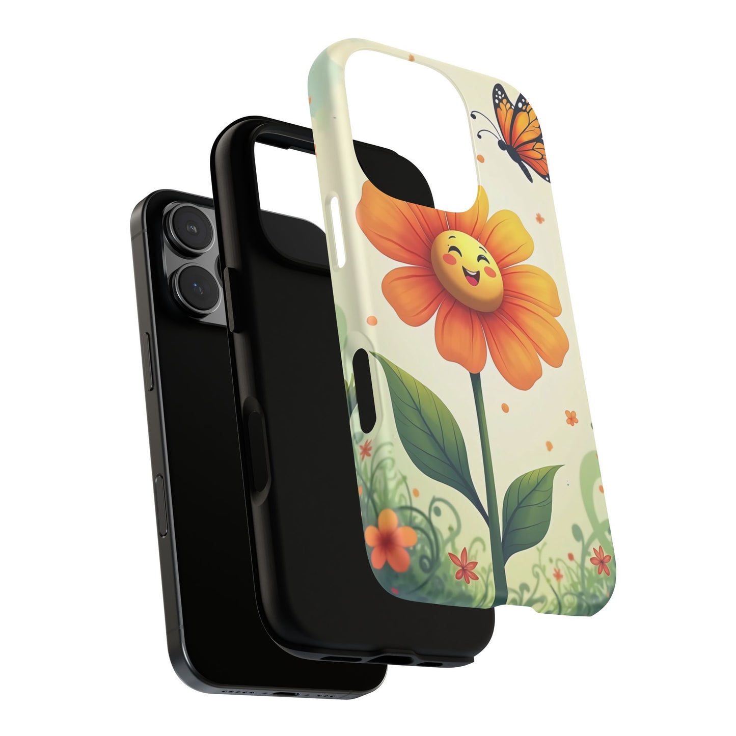 Floral Phone Case with Butterfly Design, Cute Flower Phone Cover for Nature Lovers, Eco-Friendly Gift, Spring Vibes, Birthday Present