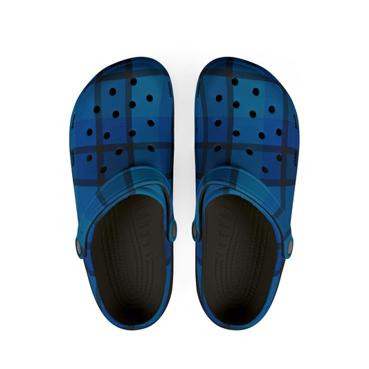 Blue Plaid EVA Foam Clogs — Lightweight Waterproof Garden Shoes
