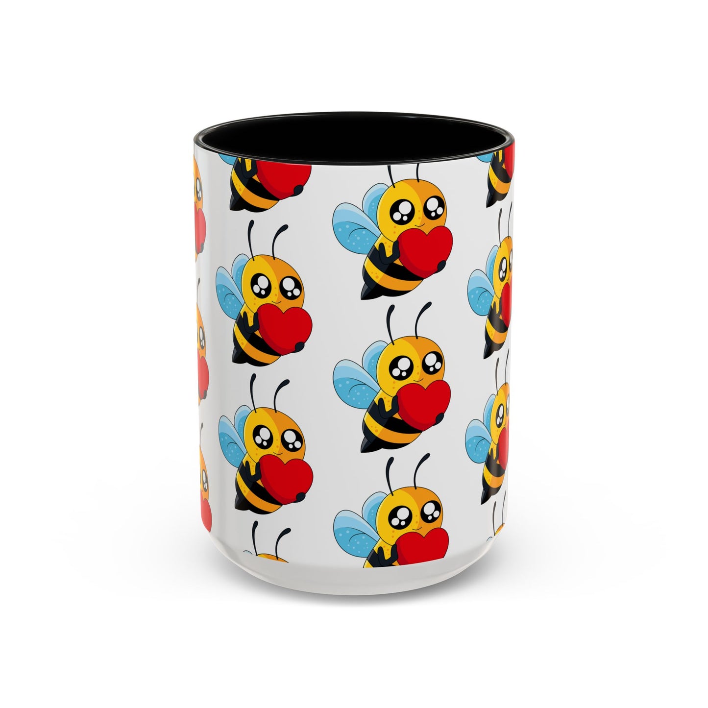 Cute Bee Love Accent Coffee Mug, Cute Floral Mug, Cheerful Bee Design