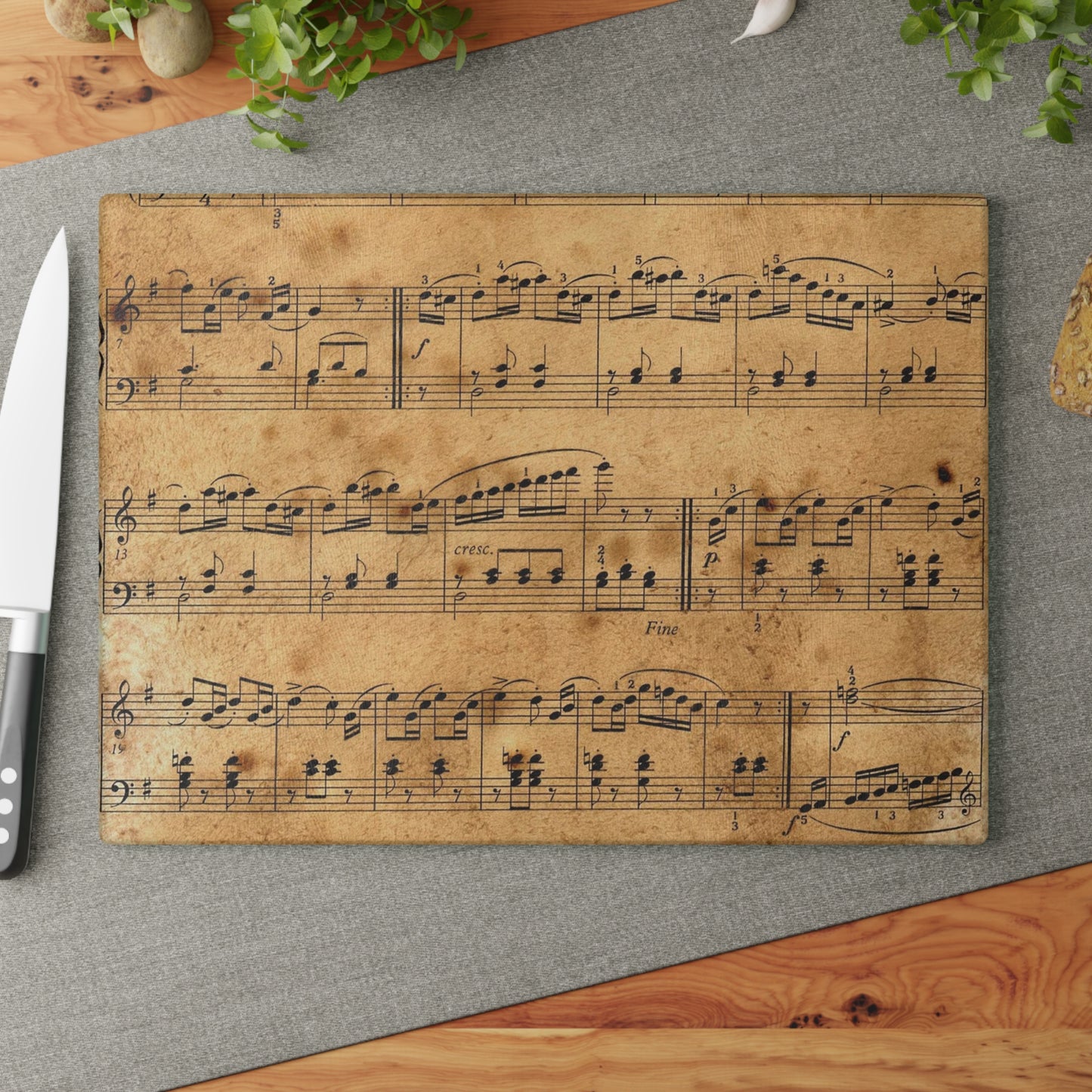 Musical Note Glass Cutting Board - Perfect for Gifts, Home Decor, Baking, Kitchen Art, Music Lovers