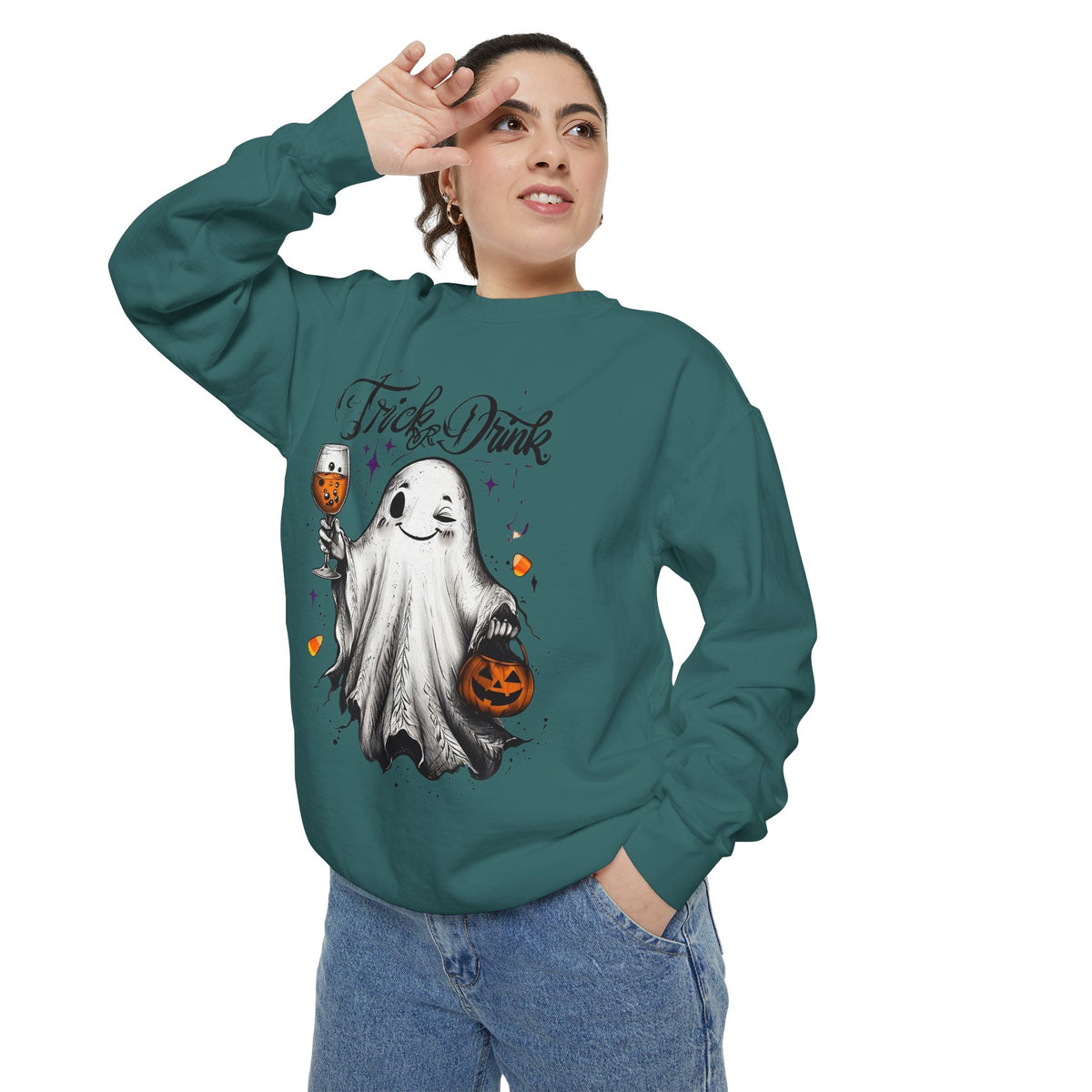 Spooky Ghost Sweatshirt | Trick or Treat Apparel, Halloween Gift, Cozy Unisex Top, Fall Fashion, Casual Wear
