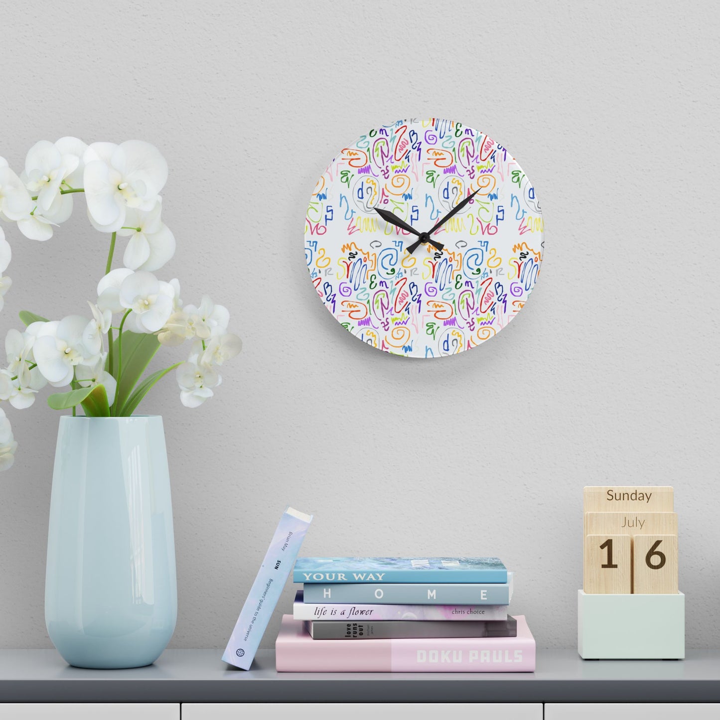 Colorful Abstract Acrylic Wall Clock, Modern Home Décor, Unique Gift, Vibrant Wall Art, Playful Timepiece, Artistic Clock