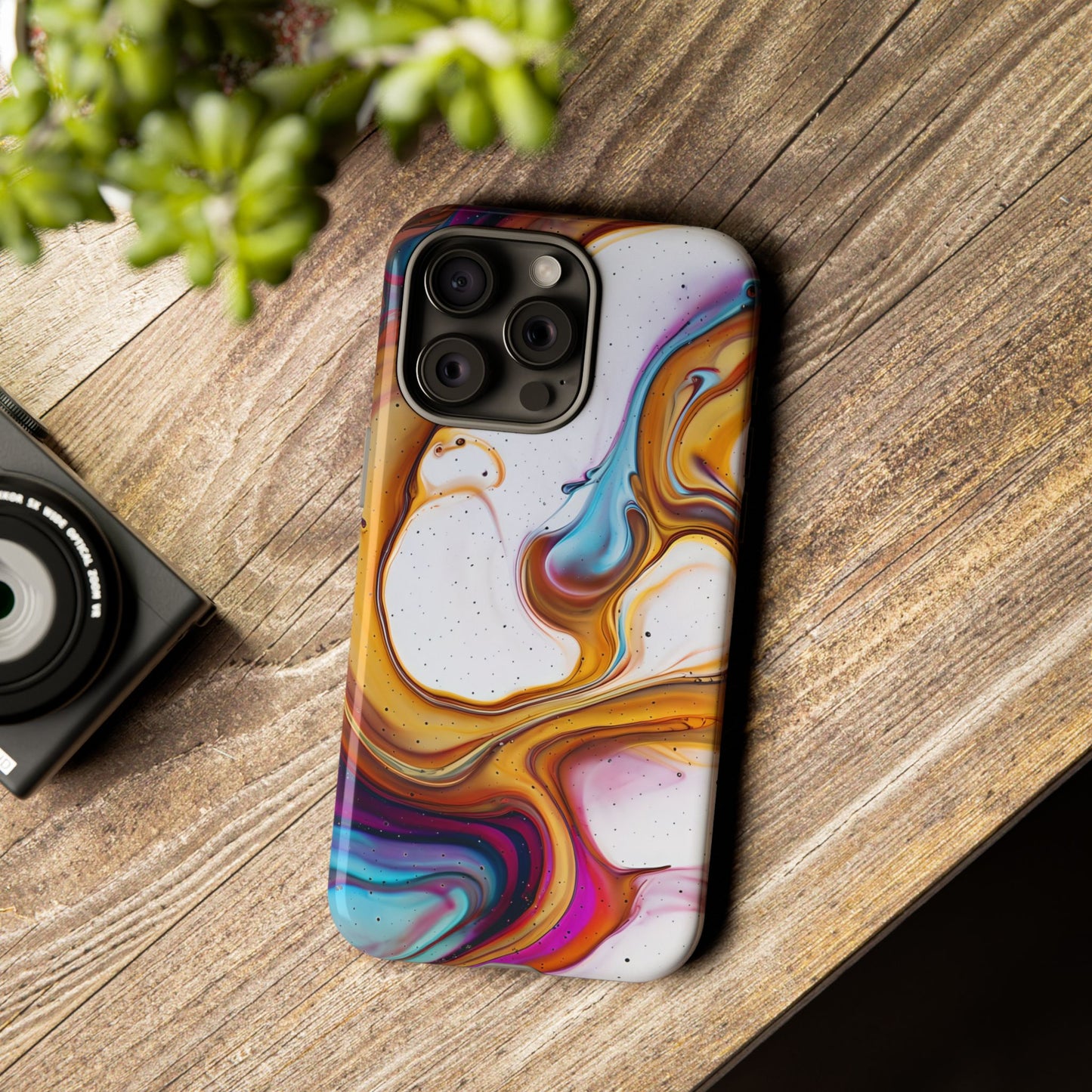 Artistic Phone Case, Tough Cases with Colorful Marble Design