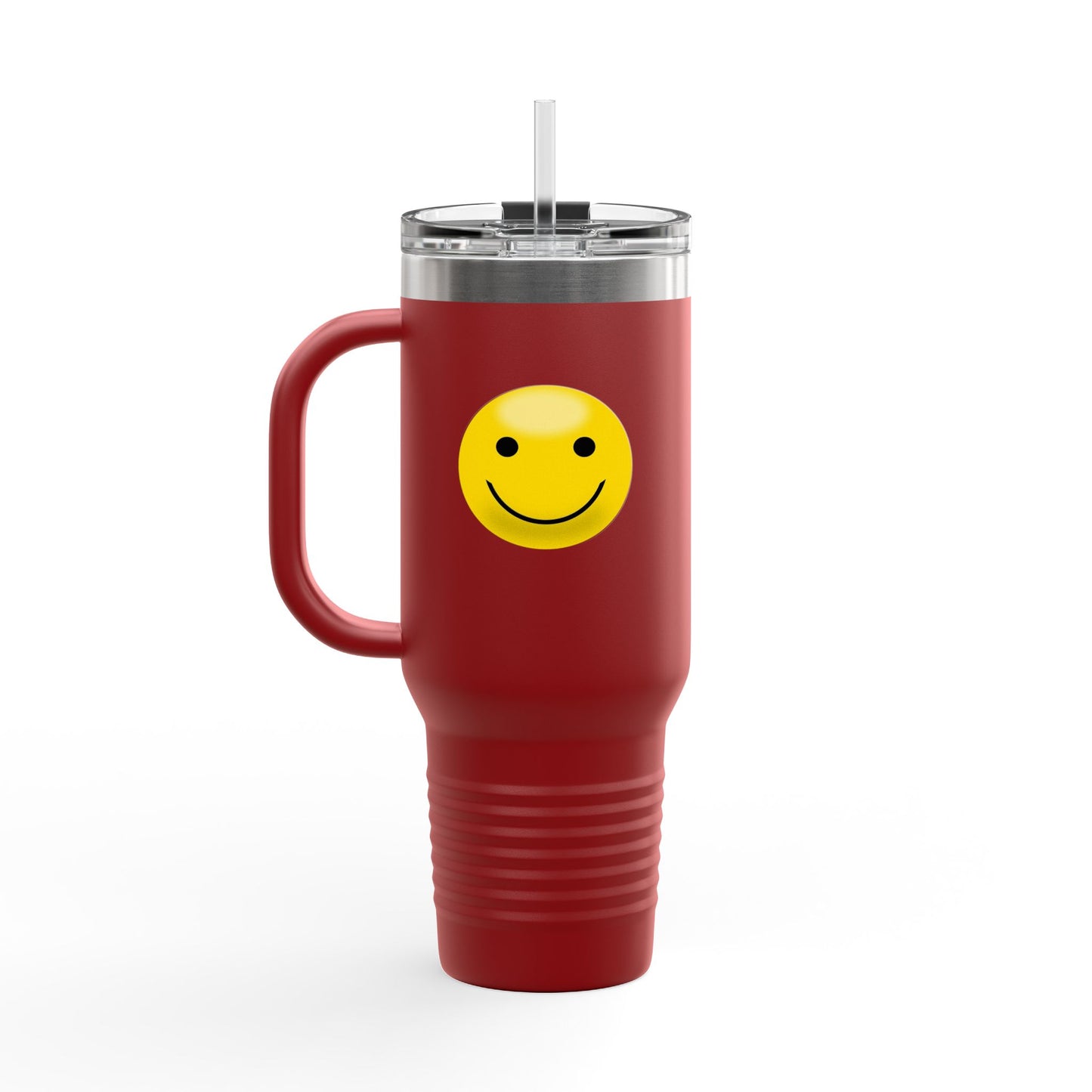 Smiley Face Insulated Travel Mug | 40oz Large Cup for Hot/Cold Beverages | Perfect for Travel & Gifting
