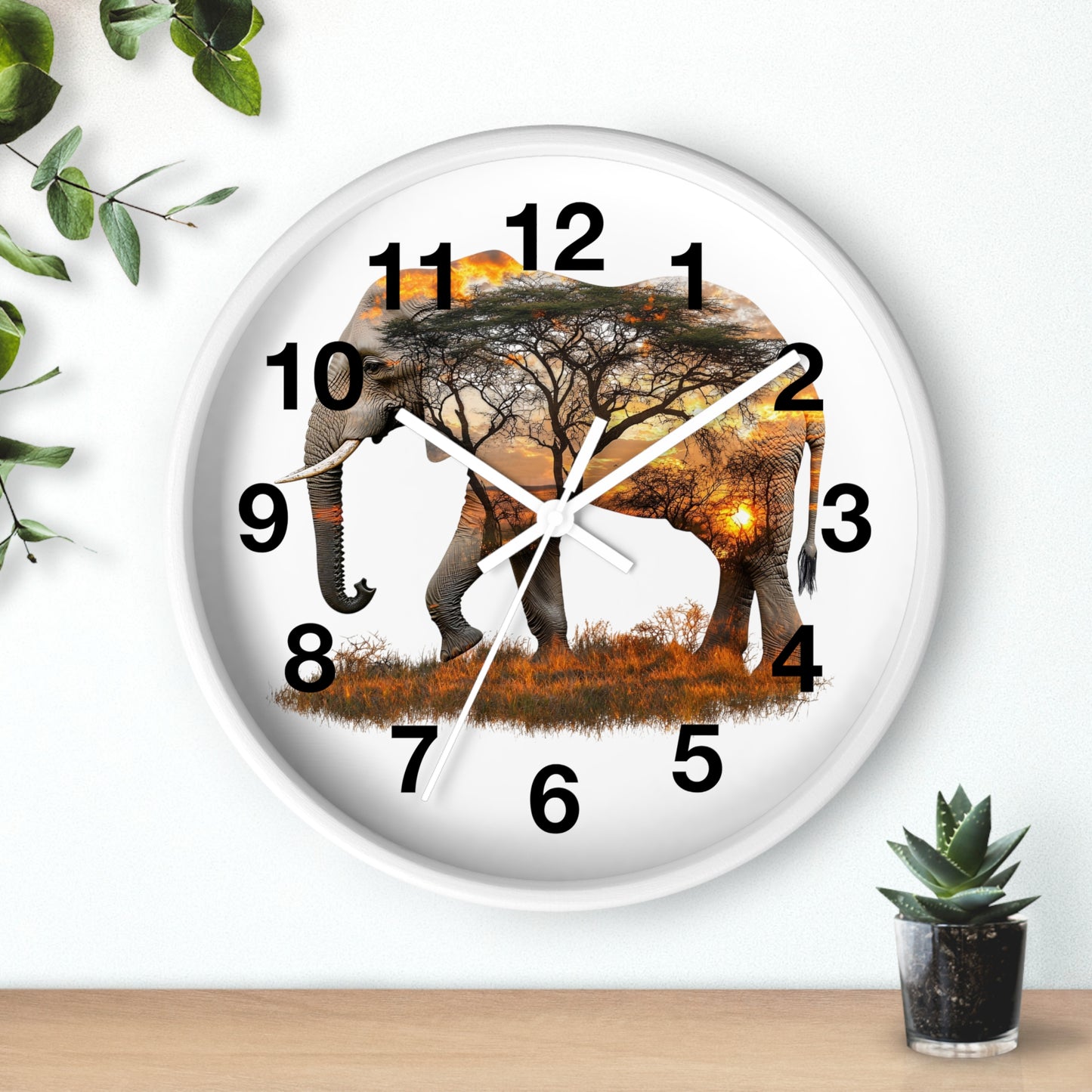 Elephant Sunset Wall Clock, Nature Decor, Wildlife Home Accessory, Animal Lover Gift, Safari Themed Clock, Unique Wall Art