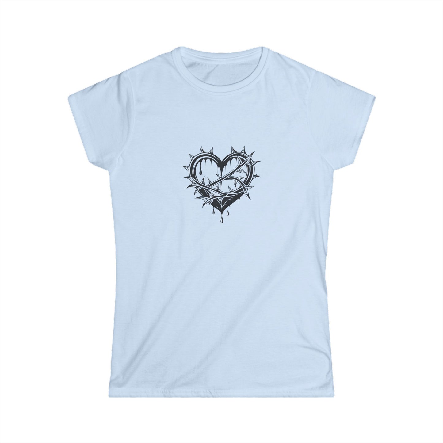 Women's Softstyle Tee with Heart Design, Casual Graphic T-Shirt, Gift for Her, Valentine’s Day Apparel, Trendy Outfit