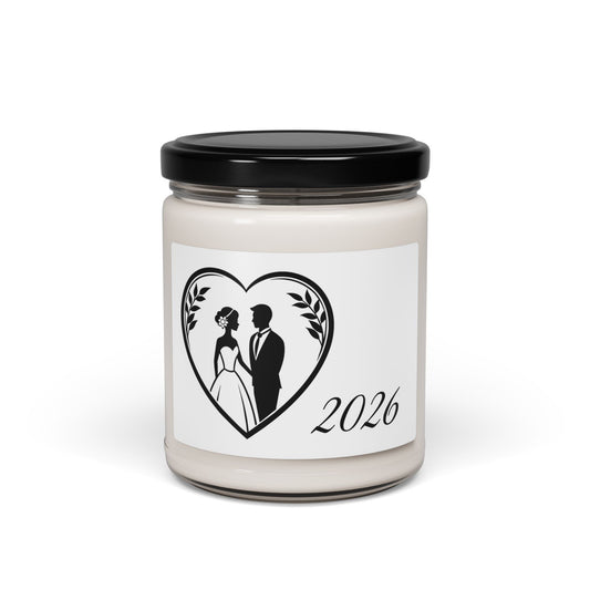 Wedding Couple 2026 Scented Soy Candle — Bridal Favor & Save-the-Date Gift