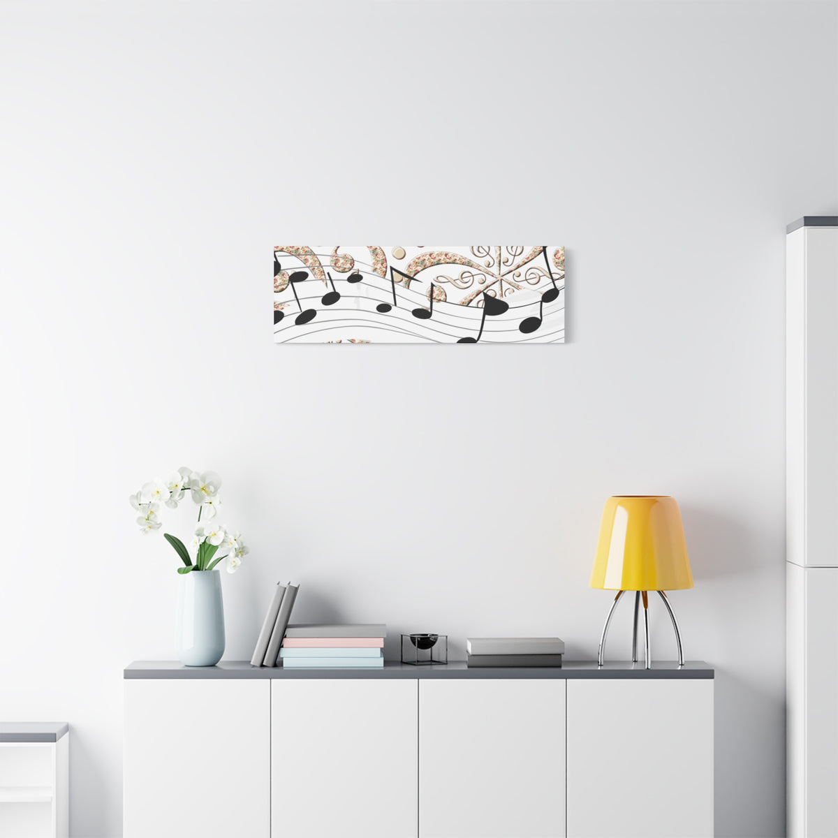 Musical Note Canvas Art, Floral Decor for Home, Music Lover Gift, Wall Art for Musicians, Unique Gift Idea
