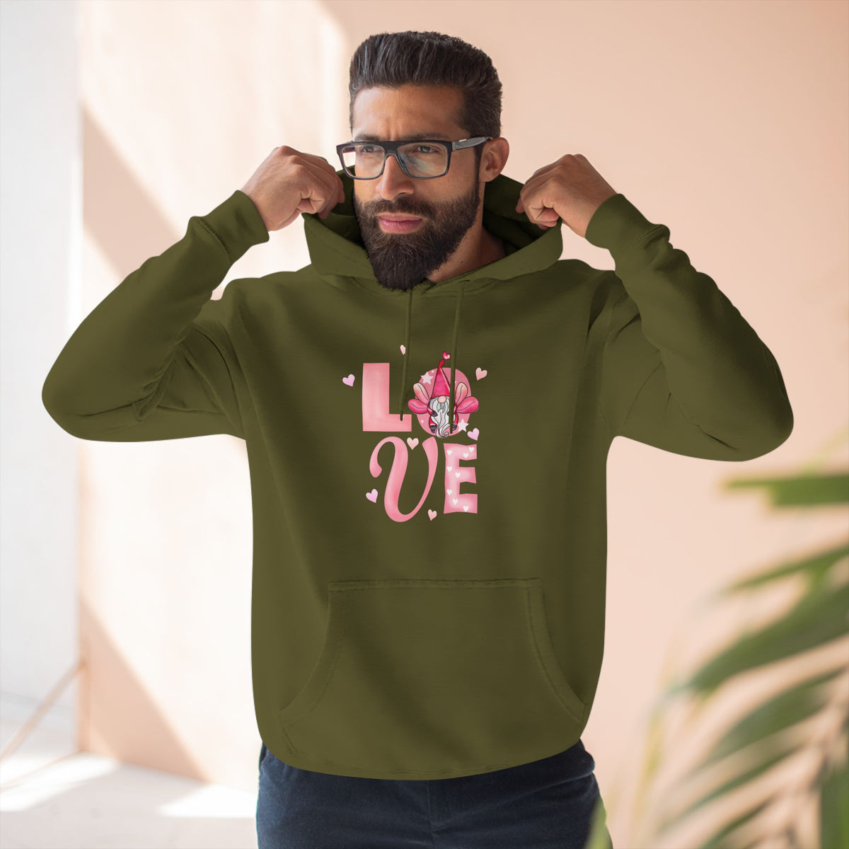 Love Blossom Hoodie — Pink Floral "LOVE" Graphic Fleece Hoodie