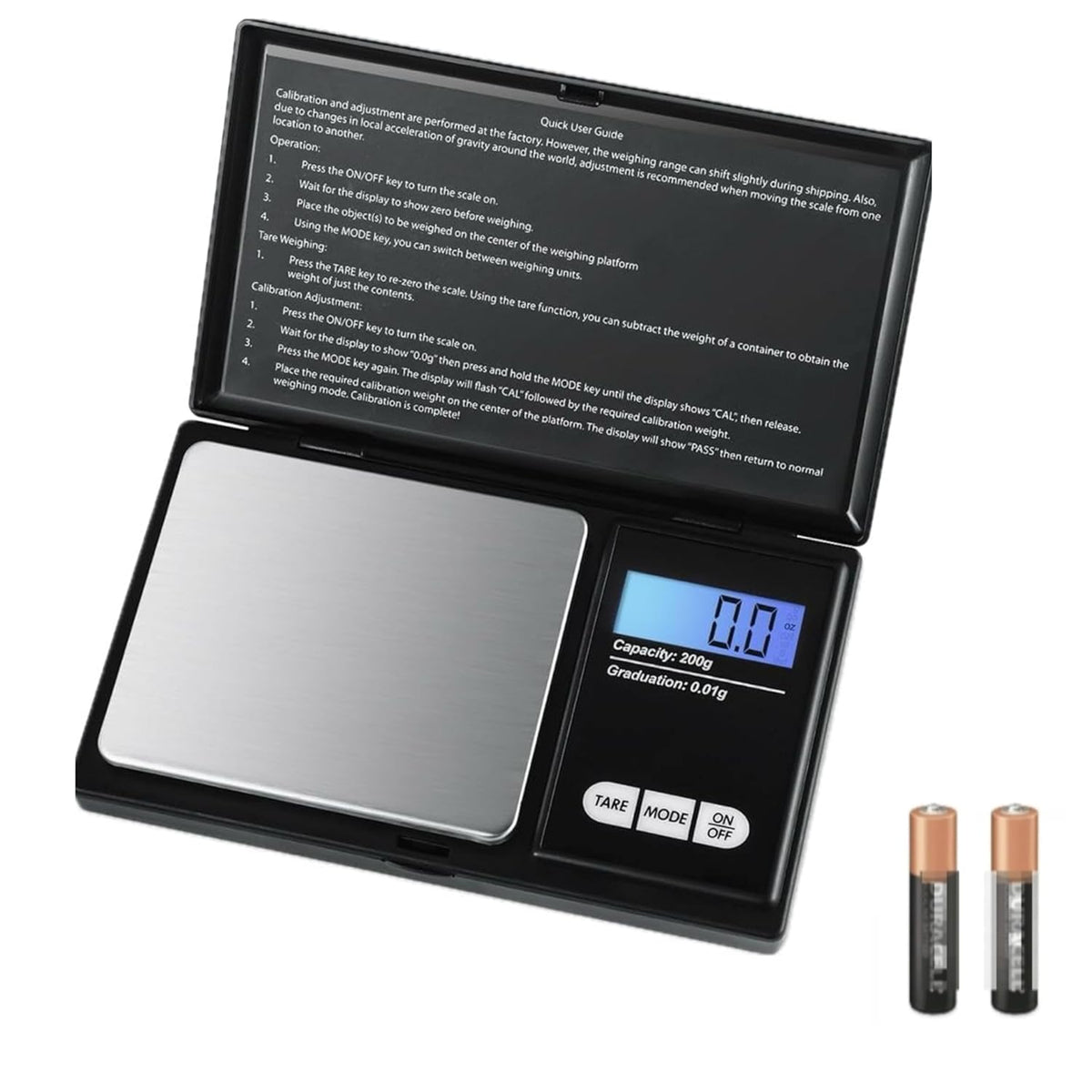 200g X 0.01g Digital Pocket Scale, with Backlit LCD Display, Small Mini Digital Pocket Gram Scale for Kitchen Jewelry Herb (Ordinary)