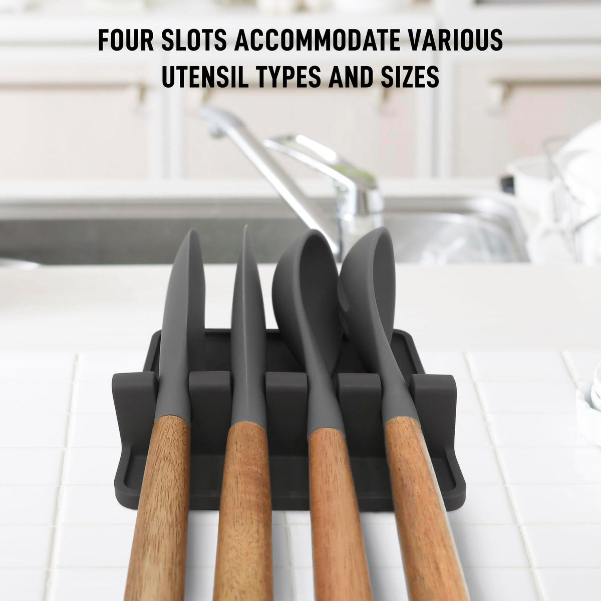 Zulay Kitchen Spoon Rest for Multiple Utensils High Heat-Resistant Silicone Drip Pad, BPA-Free Spoon Holder for Stove Top, Kitchen Gadget Holder for Ladles, Tongs, Cooking Spatula - Makes Great Gift