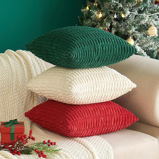 1 pc MIULEE Corduroy Decorative Throw Pillows (w/inserts) 18x18 Cream White