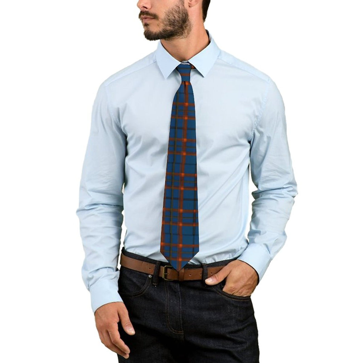 Men's Formal Tie - Blue Plaid