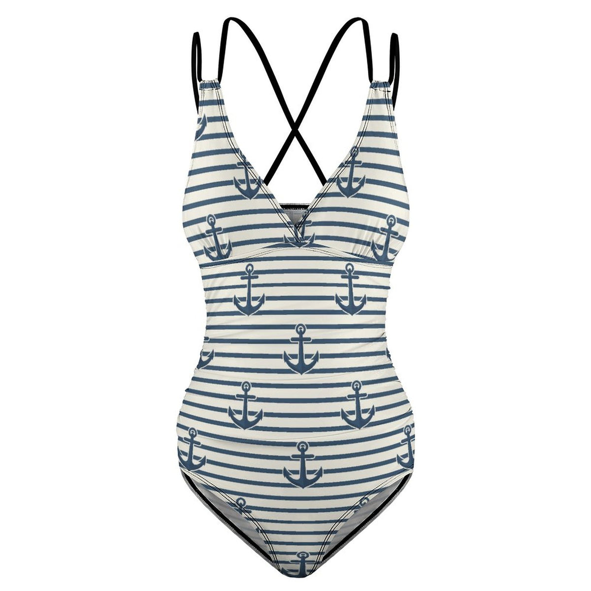 Women's One Piece Swimsuit Tummy Control V Neck Swimwear Anchors