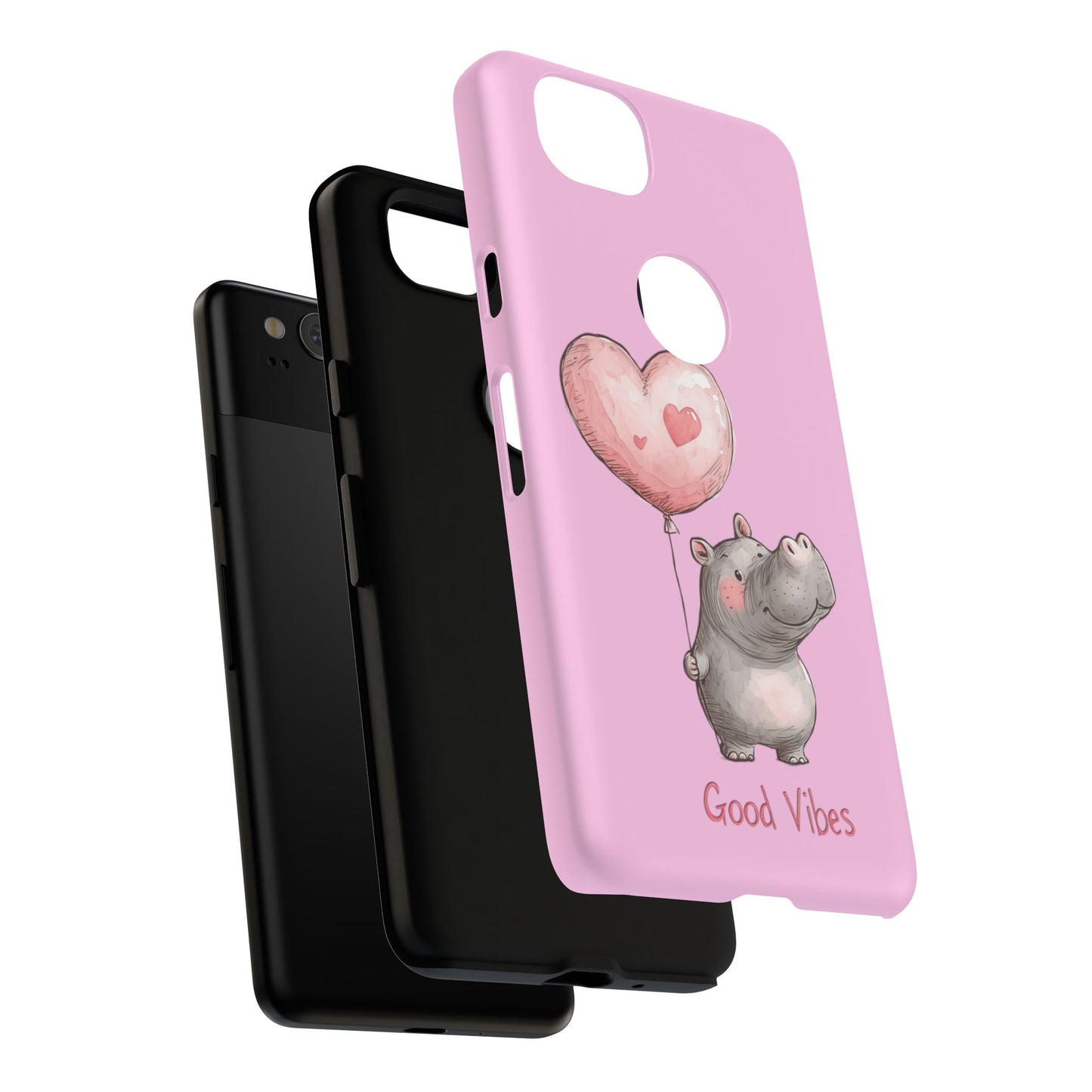 Cute Hippo Phone Case | Good Vibes, Gift for Friends, Cute Phone Accessories, Animal Lover Gift, Happy Phone Cover