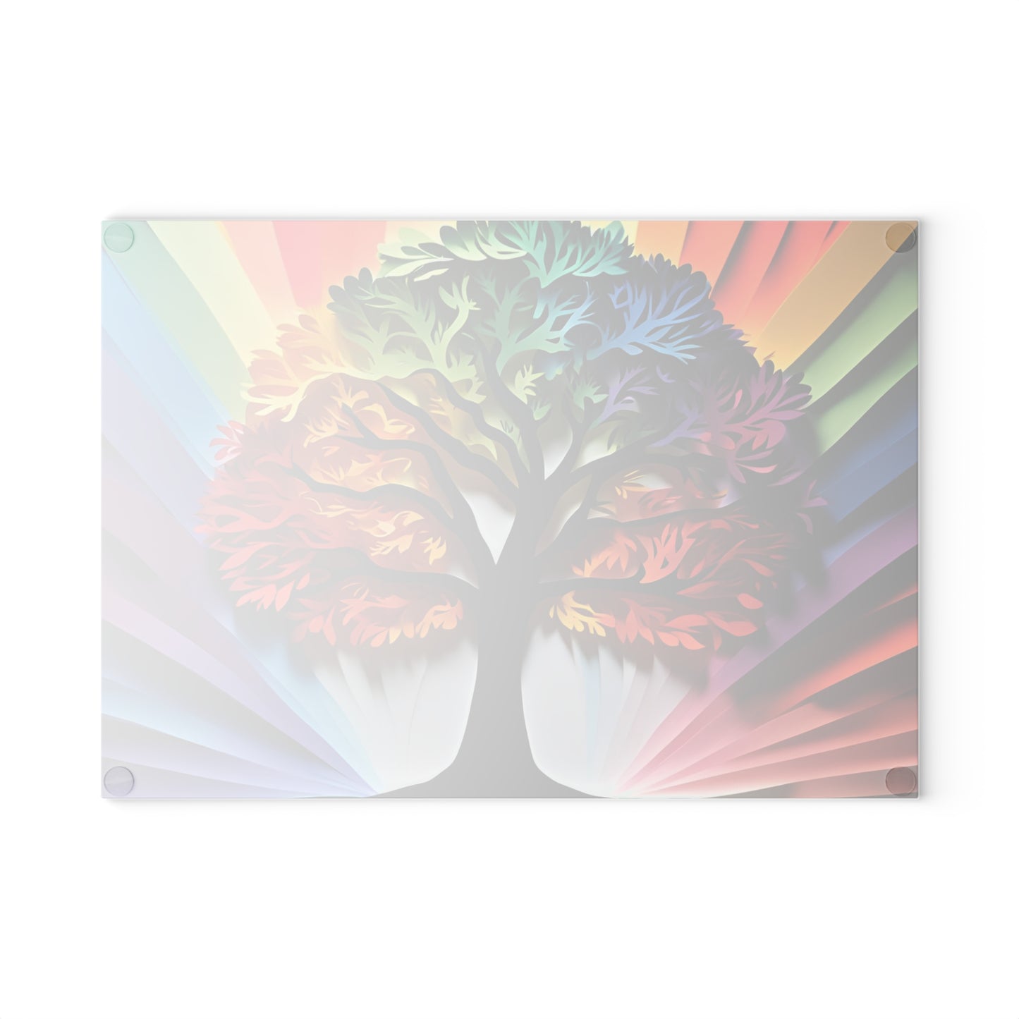 Vibrant Tree Glass Cutting Board, Colorful Kitchen Decor, Unique Wedding Gift, Housewarming Essential, Eco-Friendly Home Item