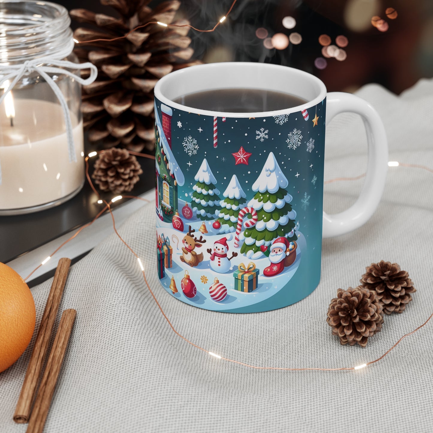 Festive Winter Mug, Holiday Gift, Christmas Coffee Cup, Seasonal Decor, Cozy Beverage Holder