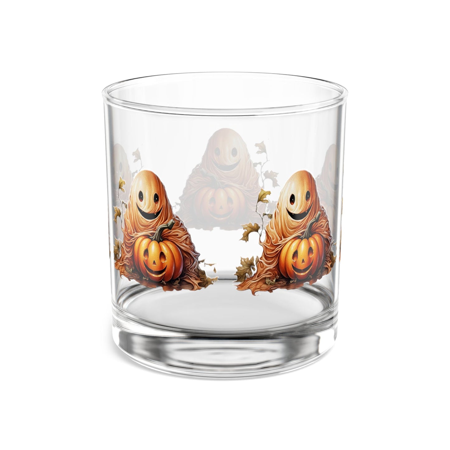 Halloween Ghost Rocks Glass - Cute Pumpkin Design, 10oz Whiskey Glass, Fall Decor, Autumn Gift, Spooky Home Bar
