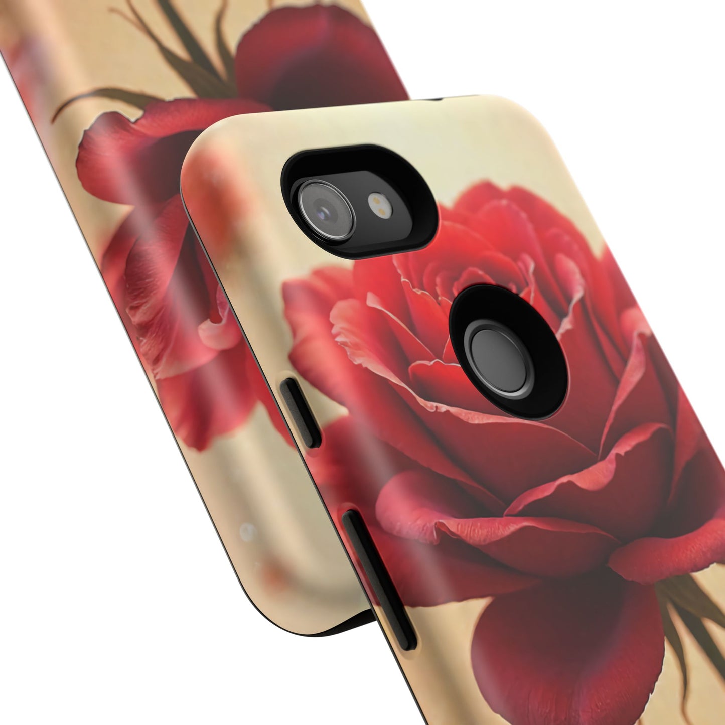 Floral Phone Case with Red Rose Design, Tough Phone Cover, Flower Print, Gift for Her, Stylish Accessory, Floral Aesthetic