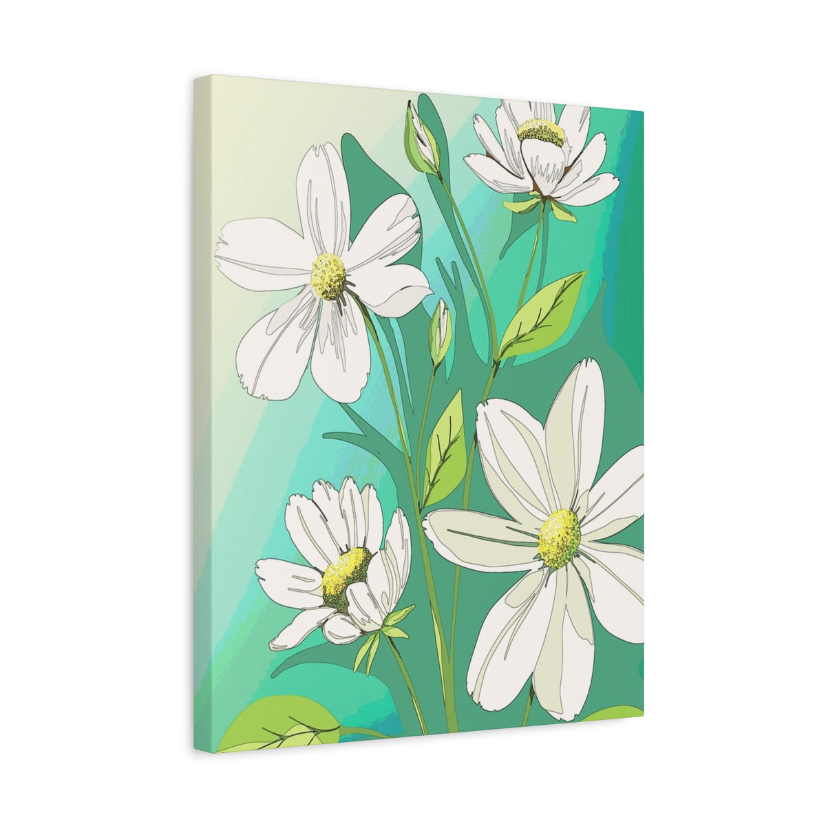 Matte Canvas, Stretched, 1.25" White Flowers