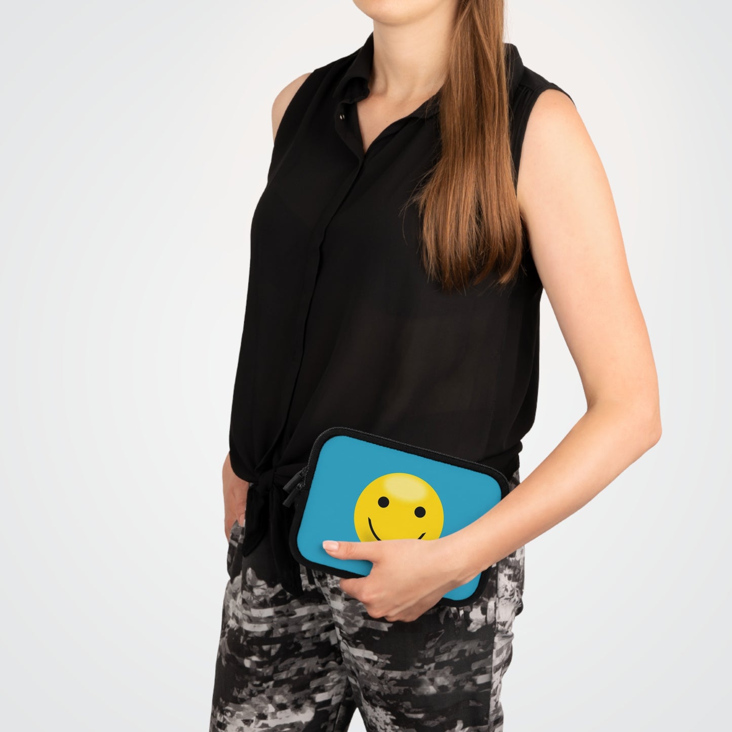 Smiley Face Laptop Sleeve | Cute Laptop Case, Tech Accessory, Gift for Students, Personalized Tech Sleeve, Vibrant Laptop Cover