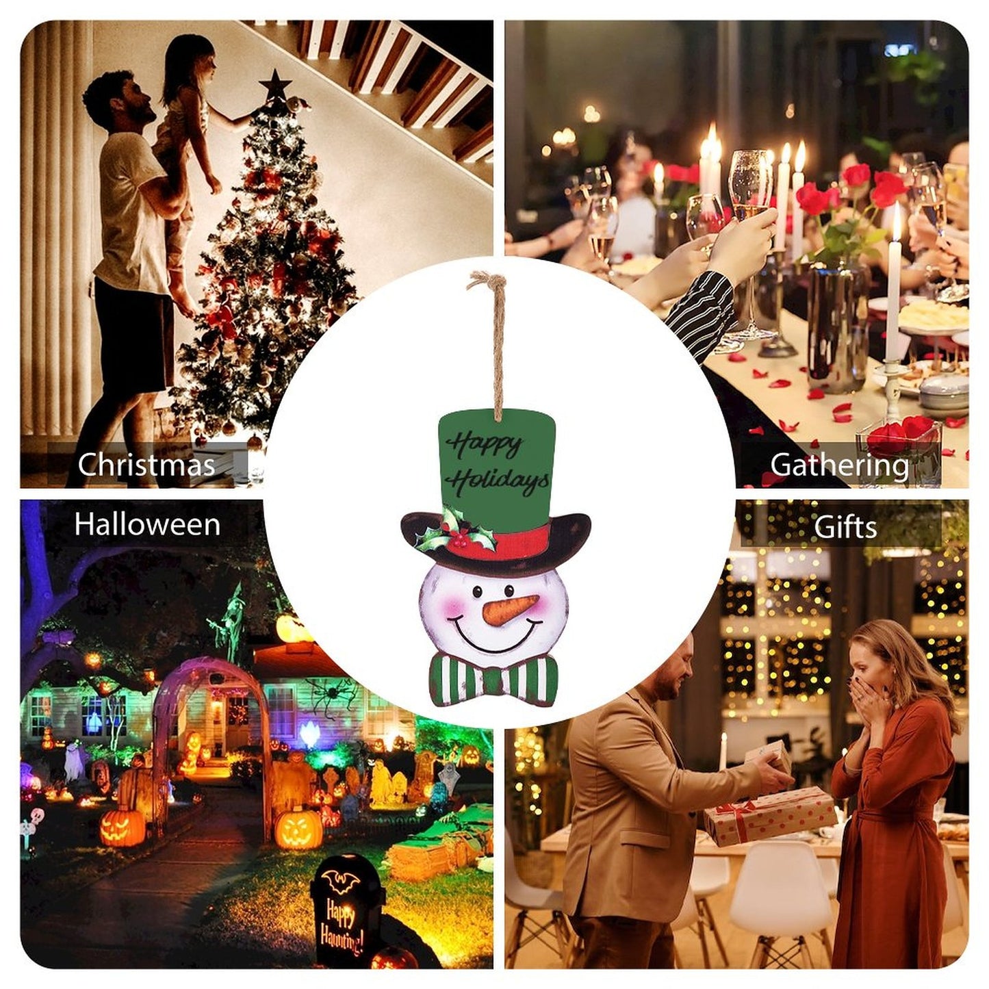 Wooden Christmas Snowman Ornament