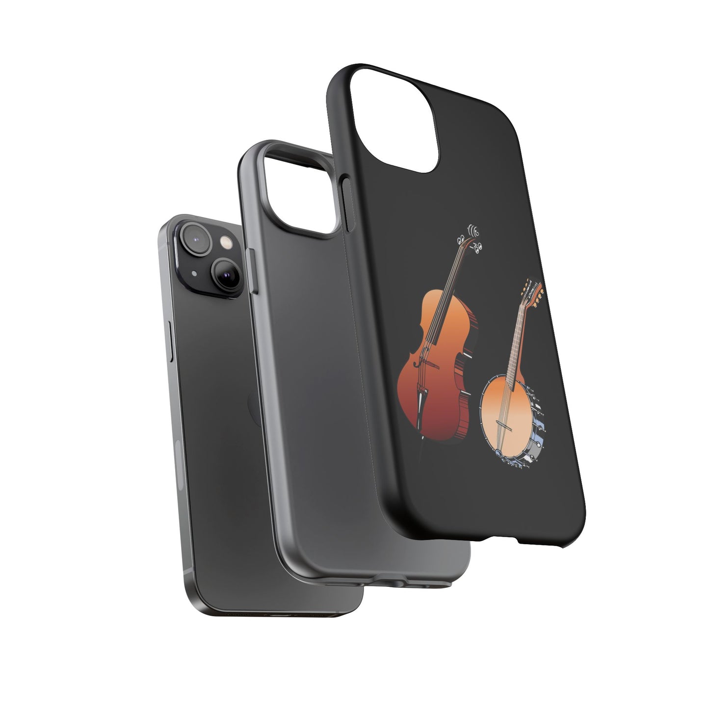 Musical Instrument Phone Case - Violin & Banjo Design, Music Lover Gift, Unique Phone Cover, Holiday Gift, Durable Tough Cases