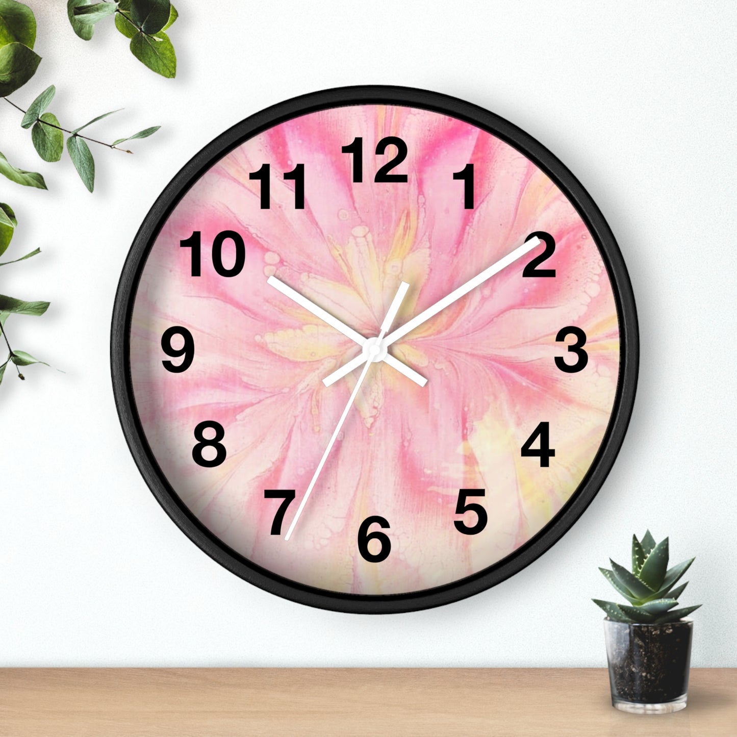 Floral Design Wall Clock - Pink Flower Home Decor, Elegant Timepiece, Gift for Her, Mother's Day, Relaxation Space, Unique Wall Art