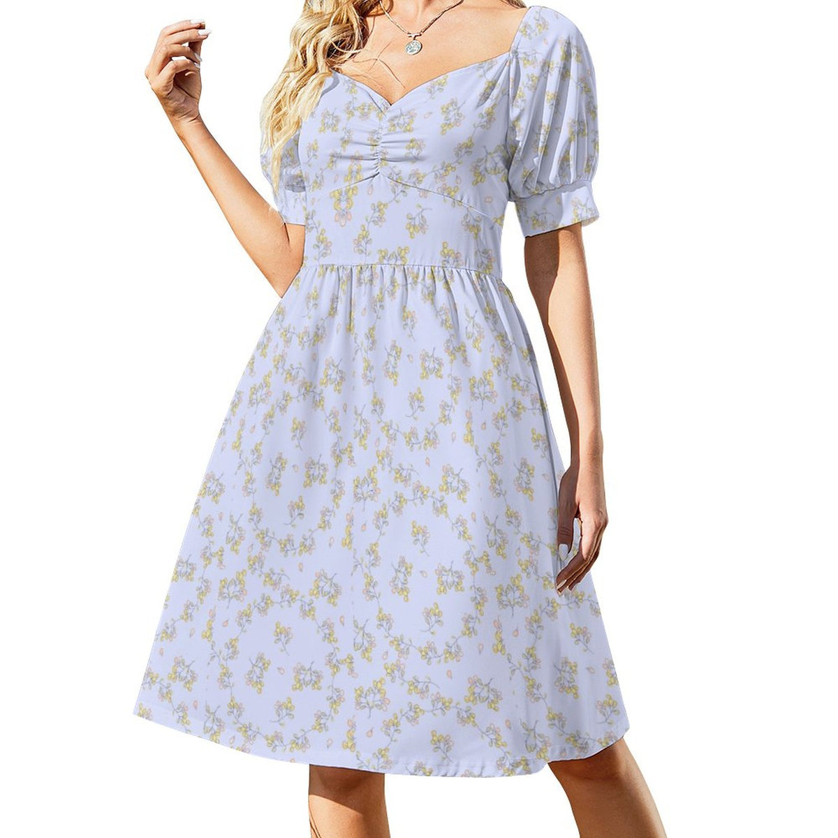 Short Sleeve V Neck Lovely Dress