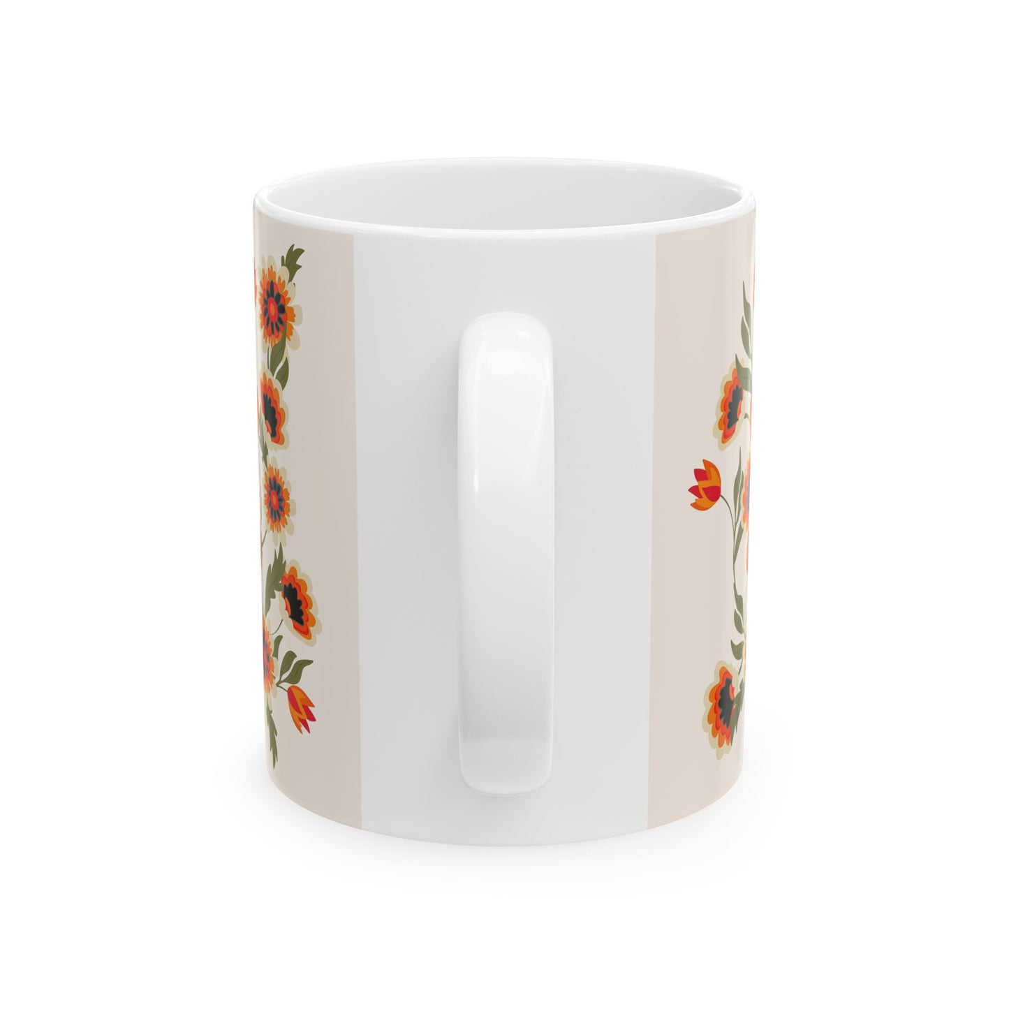 Floral Patterned Ceramic Mug - Cozy Gift for Garden Lovers, Coffee Lovers, Home Decor, Mother's Day, Birthdays