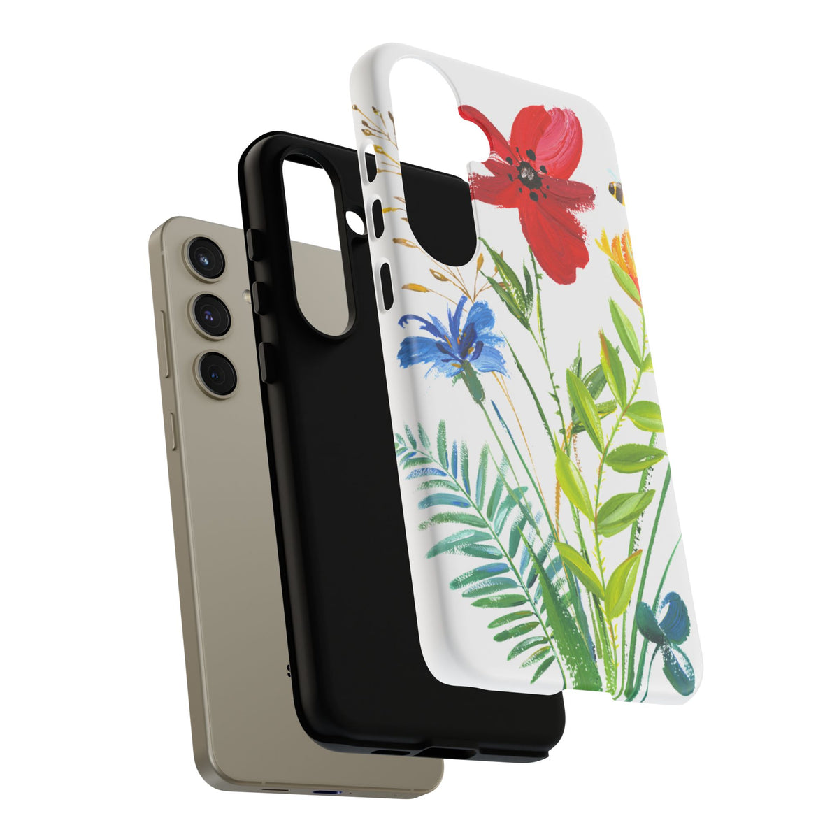 Floral Watercolor Tough Phone Case — Wildflower Bouquet Protective Cover