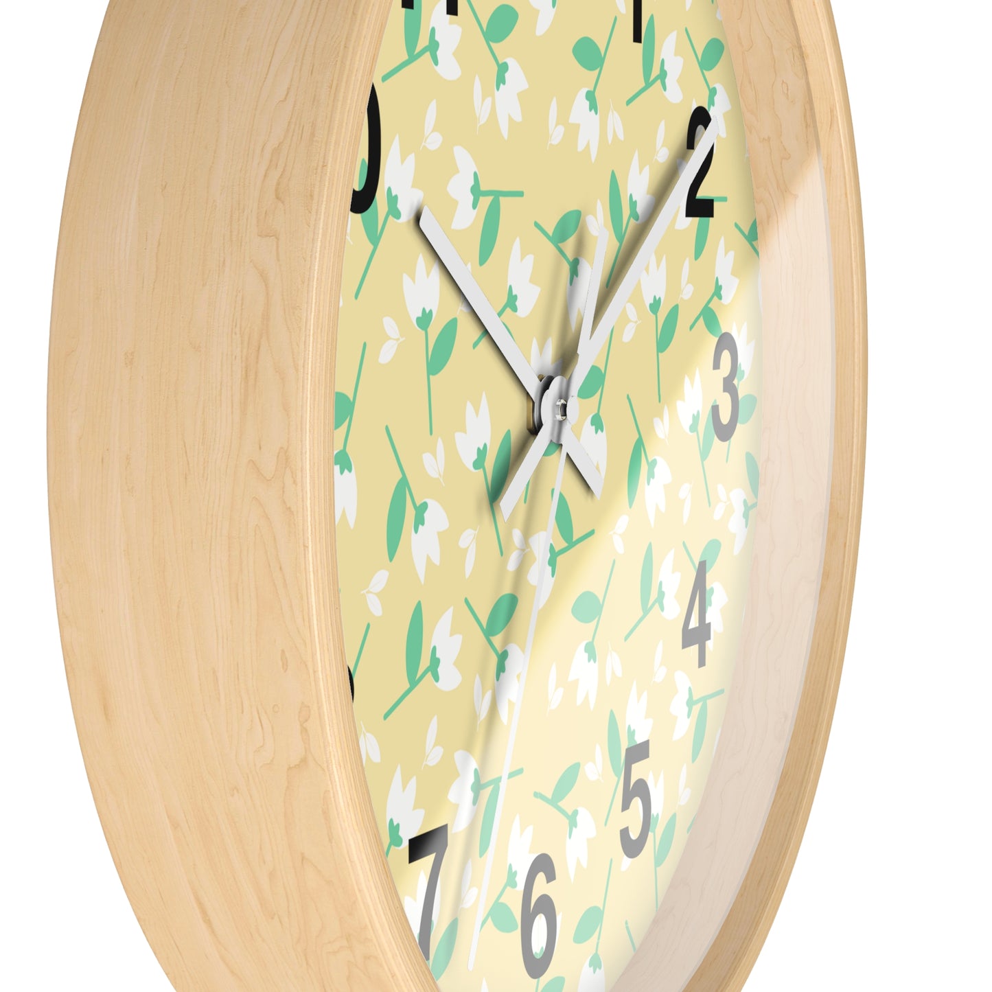 Floral Yellow Wall Clock, Home Decor, Gift for Her, Spring Vibes, Kitchen Accessory, Mother's Day Gift