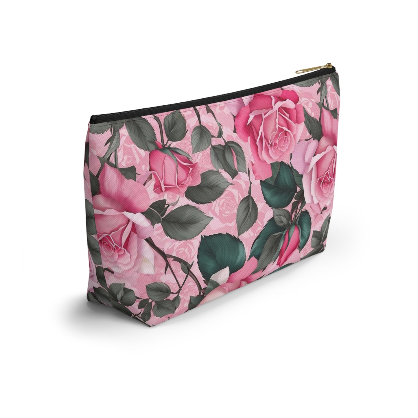 Floral Accessory Pouch - Stylish Makeup Bag, Organizer, Travel Toiletry Case, Gift for Her, Rose Flower Design