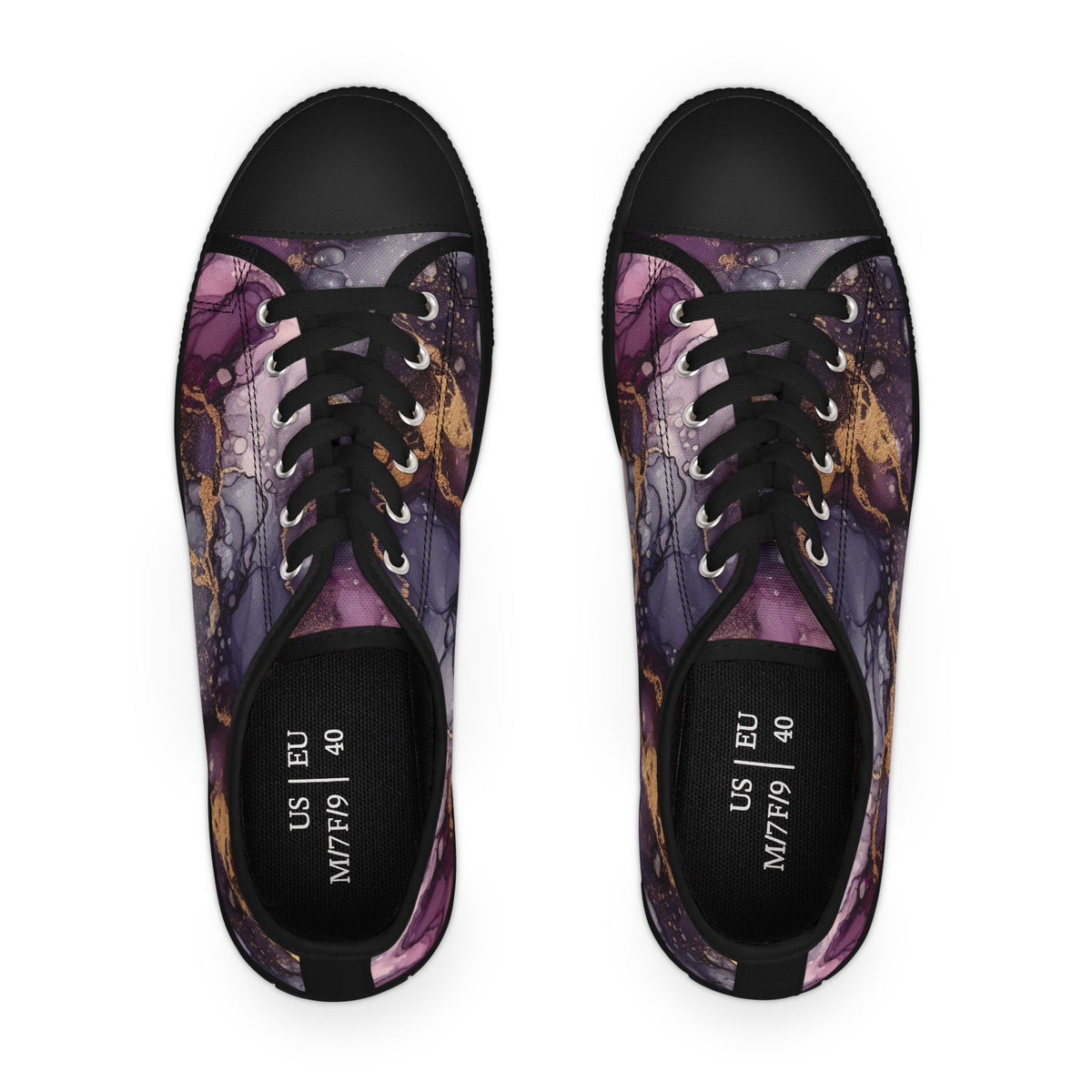 Low Top Sneakers — Purple Marble Galaxy Print