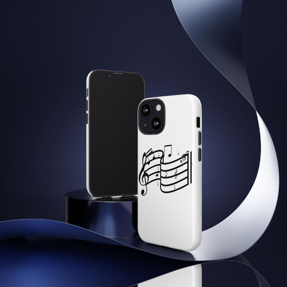 Musical Notes Phone Case — Black Treble Clef Music Staff Tough Case
