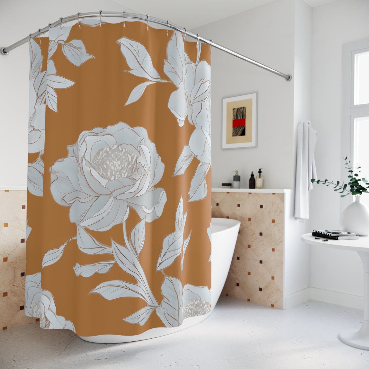 Elegant Floral Shower Curtain Cozy Home Decor