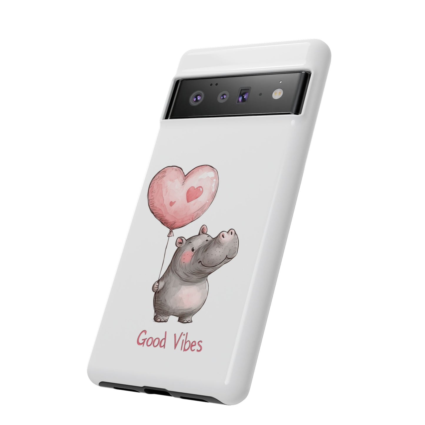 Cute Hippo Phone Case - Good Vibes Design, Animal Lover Gift, Fun Accessory, Birthday Present, Phone Accessories