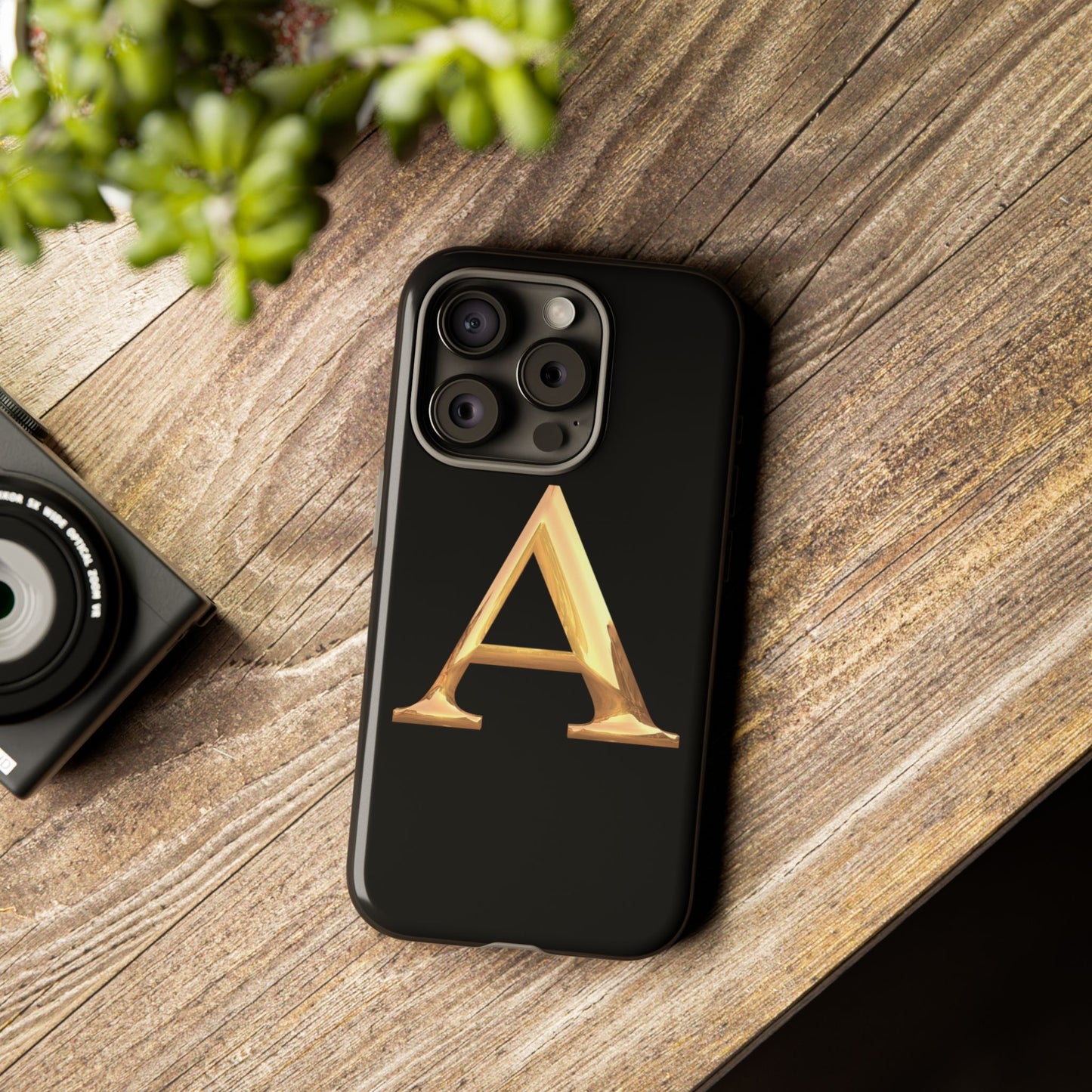 Custom Phone Case with Gold Letter A, Monogrammed Gift, Tough Protective Case, Personalized Phone Accessory, Unique Phone Cover
