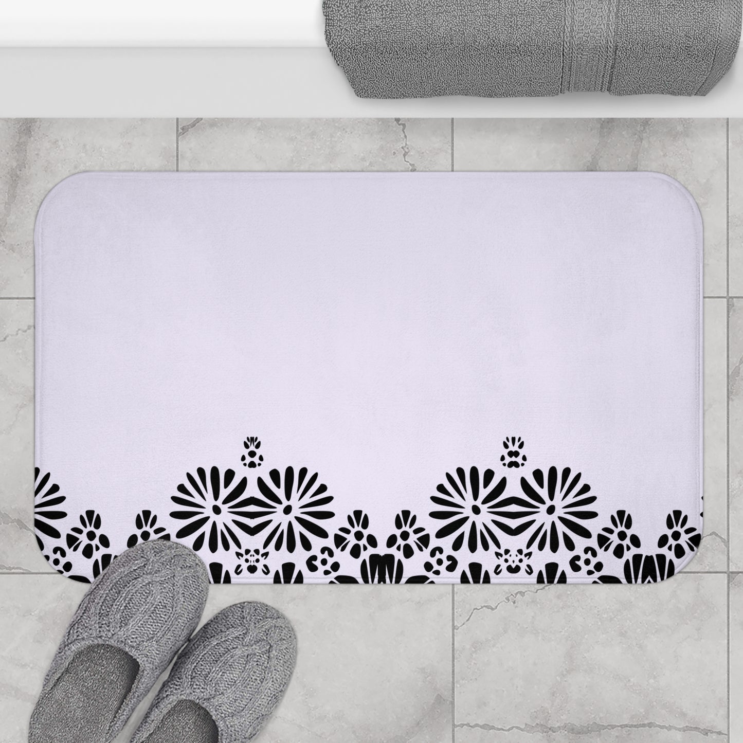 Floral Elegance Bath Mat - Chic Bathroom Decor, Home Spa Essentials, Gift for Her, Modern Design, Cozy Comfort