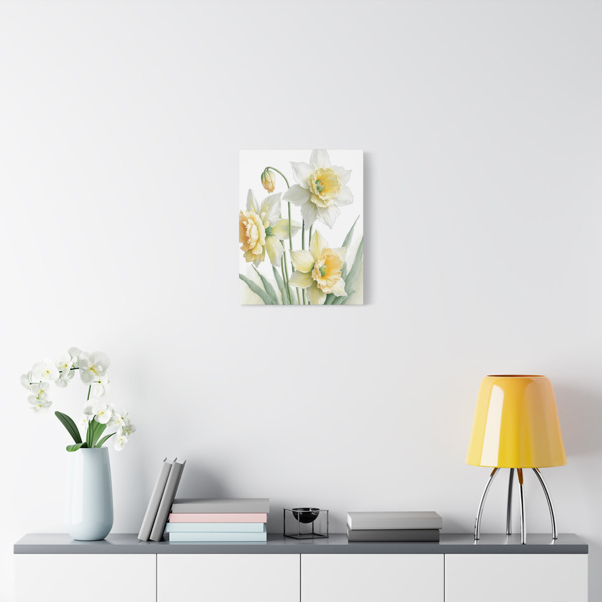 Matte Canvas, Stretched, 1.25" beautiful flowers white and yellow.