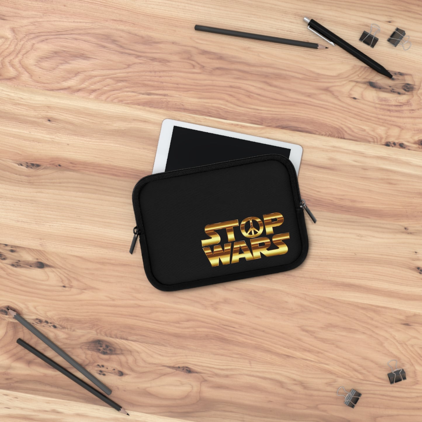 Stop Wars Laptop Sleeve - Stylish Tech Accessory for Peace Lovers, Gift for Students & Professionals, Perfect for Everyday Use, Black Sleeve