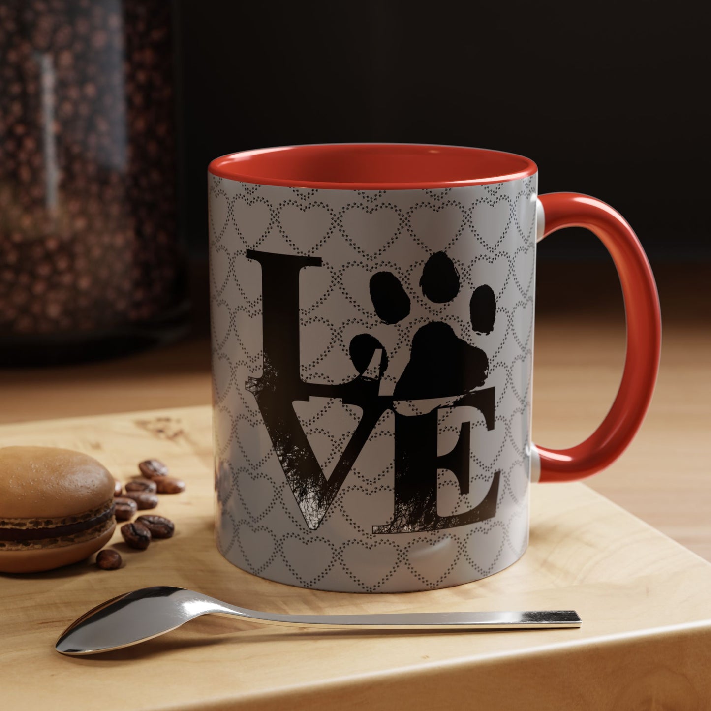 Chic Love Coffee Mug for Pet Lovers, Black Accent Mug, Valentine's Gift, Animal Lover Cup, Perfect for Hot Beverages