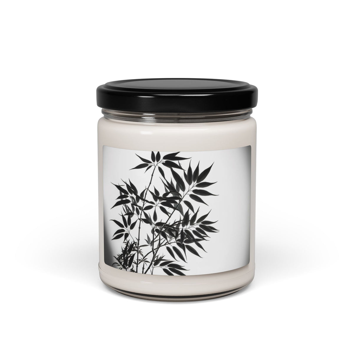 Soy Candle - Black Botanical Silhouette Scented Jar (9oz)