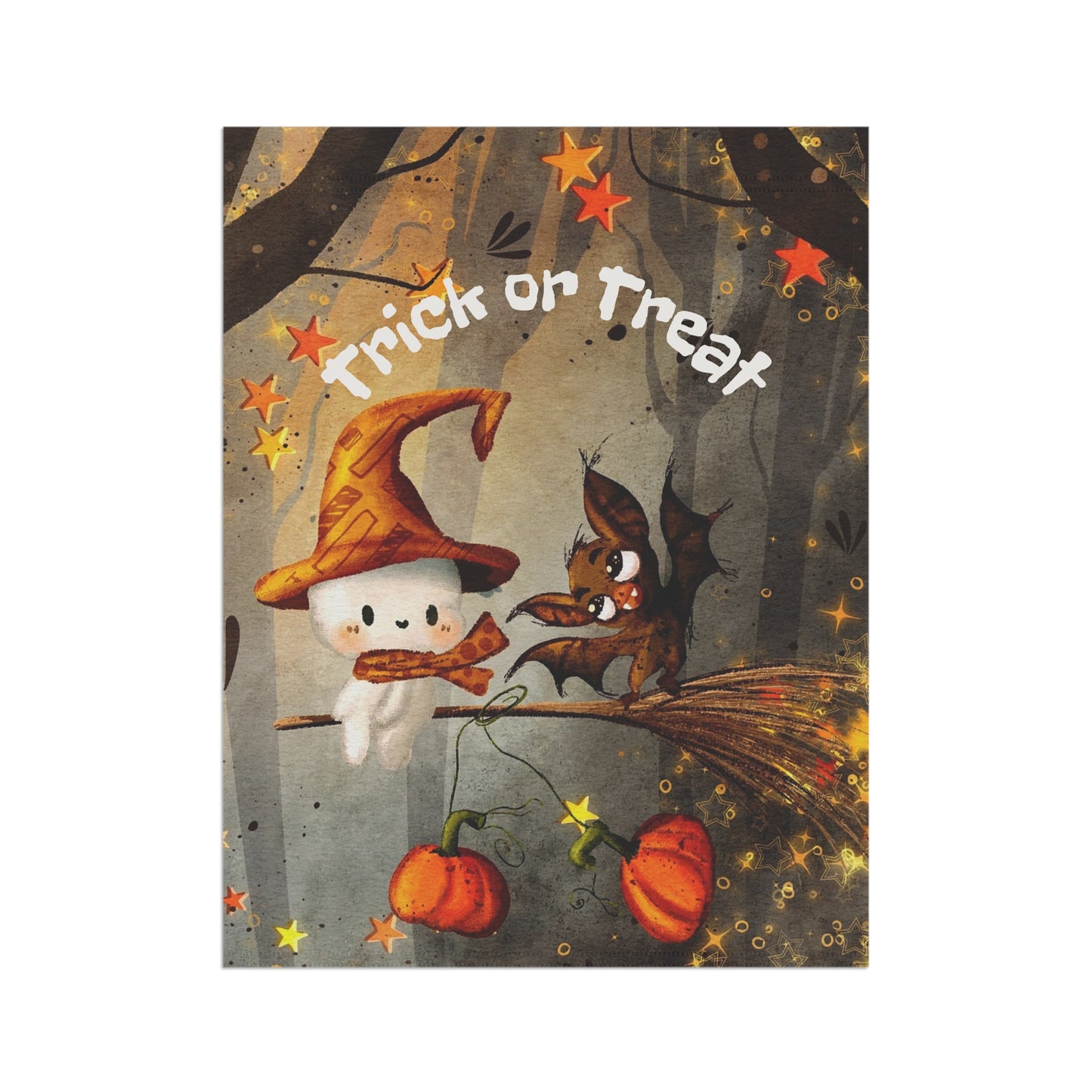 Halloween Garden Banner, Trick or Treat Decor, Seasonal Outdoor Flag, Fall Celebration Decoration, Holiday Yard Sign