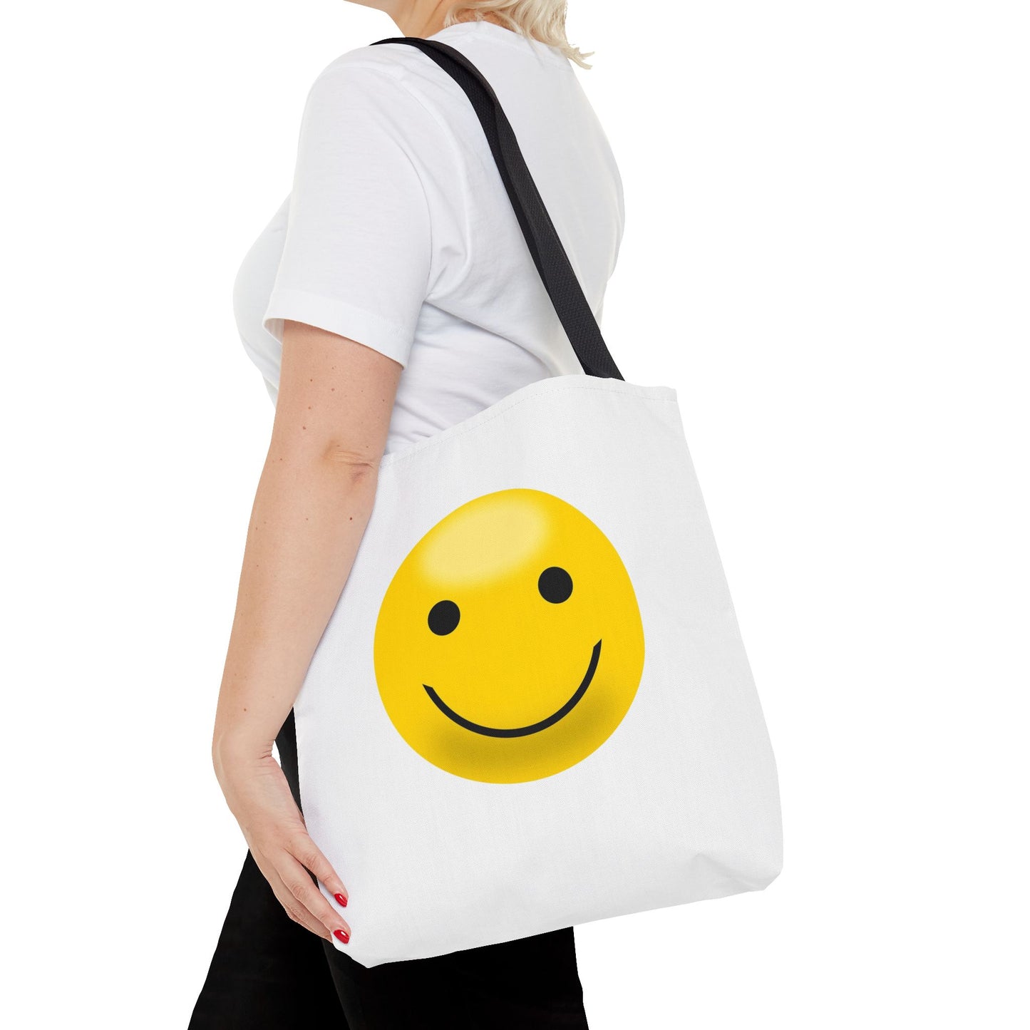 Smiley Face Tote Bag, Eco-Friendly Shopping Bag, Fun Beach Bag, Gift for Teens, Happy Tote for Everyday Use