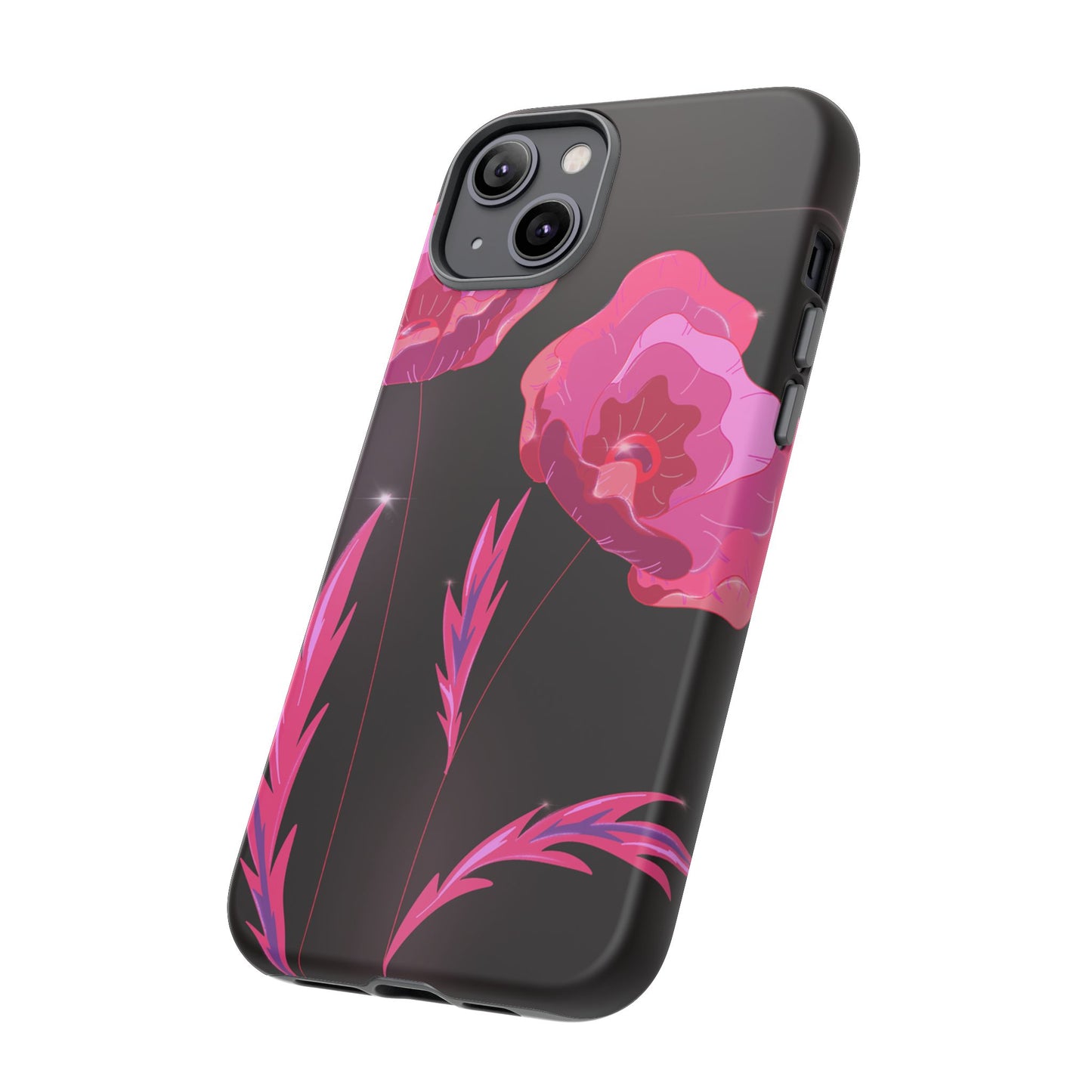 Floral iPhone Case | Tough Cases with Pink Poppy Design, Elegant Flower Phone Cover, Gift for Her, Spring Accessories, Chic Tech