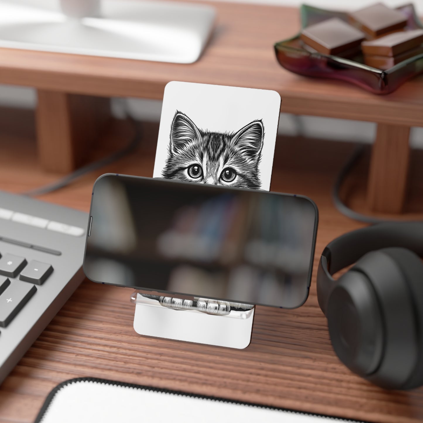 Cute Cat Mobile Display Stand, Smartphone Holder, Cat Lover Gift, Desk Organizer, Pet Lover Decor